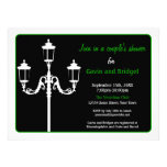 Italian Lamp Post Silhouette Invitation in Green