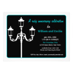Italian Lamp Post Silhouette Invitation- Turquoise