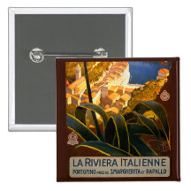 Italian Riviera Europe Italy Travel Poster Pinback Buttons
