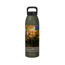 Italian Riviera Europe Italy Travel Poster Reusable Water Bottles
