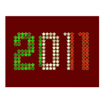 Italy 2011 New Year Italian flag gift postcards