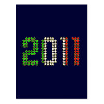Italy 2011 New Year Italian flag gift postcards
