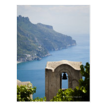 Italy, Amalfi Coast, Ravello, Bell tower with Postcards