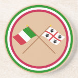 Italy and Sardegna crossed flags Beverage Coasters