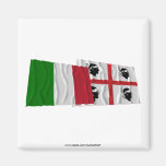Italy and Sardegna waving flags Magnet