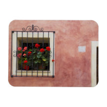 Italy, Asciano, Window Boxes with Fresh Spring Flexible Magnet