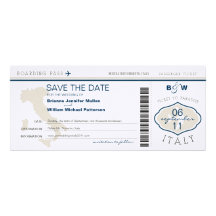 Italy Boarding Pass Save the Date Announcements