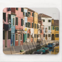 Italy, Burano. Colourful houses of line a Mousemats