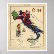 Italy Caricature Map 1868 Print
