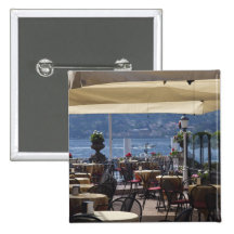Italy, Como Province, Bellagio. Lakeside cafe. Pins