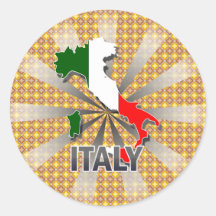 Italy Flag Map 2.0 Round Sticker