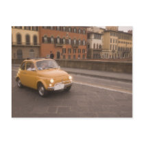 Italy, Florence. Fiat 800 Rally crosses Arno Postcard
