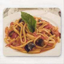 Italy, Positano. Plate of pasta and eggplant. Mousepad