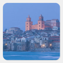 Italy, Sicily, Cefalu, View with Duomo from Stickers