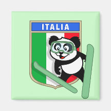 Italy Ski-jumping Panda Refrigerator Magnet
