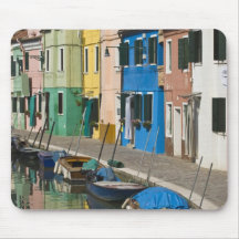 Italy, Venice, Burano. Multicolored houses along 2 Mousemat