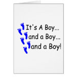Its A Boy Baby Triplets Greeting Cards