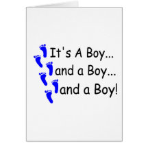 Its A Boy Baby Triplets Greeting Cards
