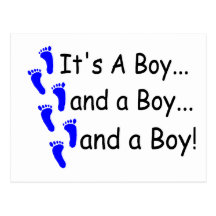Its A Boy Baby Triplets Postcards