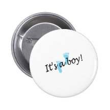 It's A Boy (Blue Feet) Pinback Buttons