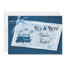 It's A Boy Blue Train Set Custom Invite