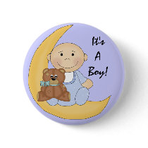 It's A Boy - Cute Baby Cartoon Button