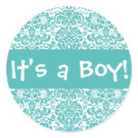 It's a Boy! Damask Envelope Sticker Seal