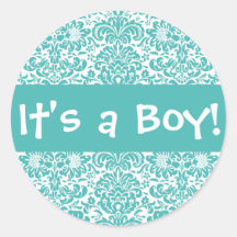 It's a Boy! Damask Envelope Sticker Seal
