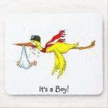 It's a Boy  New baby boy Peeing on the stork! mousepads