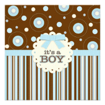 It's a Boy Pastel in Blue Stitches Baby Shower Personalised Invitation