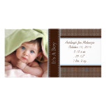 It's A Boy-Photo Card Stats Deep Brown Blue Dots