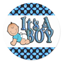 It's A Boy Shiny Blue Text w/Baby Sticker Sheet