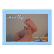 It's a Boy Wiggly Toes Birth Announcement Cards