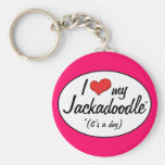 It's a Dog! I Love My Jackadoodle Keychain