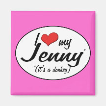 It's a Donkey! I Love My Jenny Fridge Magnets