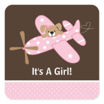 It's A Girl Aeroplane Baby Birth Announcement