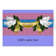 it's a girl announcement greeting card