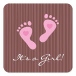 Its a girl! - Baby girl pink footprints stickers