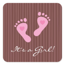 Its a girl! - Baby girl pink footprints stickers