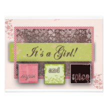 It's a Girl Baby Shower Custom Announcement