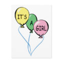 It's A Girl Balloons postcards
