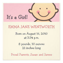 It's A Girl Birth Announcements