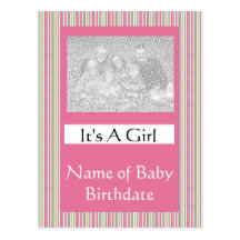 It's A Girl Birth Announcment Card Template Post Card