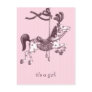 It's a Girl Carousel Horse Postcard