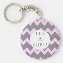 Its A Girl Chevron Milestone Key Chain