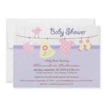 It's a Girl! Clothesline Baby Shower Invitation