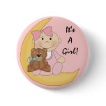 It's A Girl - Cute Baby Cartoon Pinback Button
