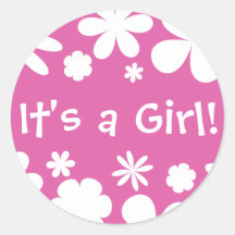 It's a Girl! Flower Power Envelope Sticker Seal