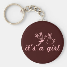 It's a Girl Pink and Brown Keychain