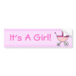 It's A Girl! Pink Baby Carriage bumper stickers